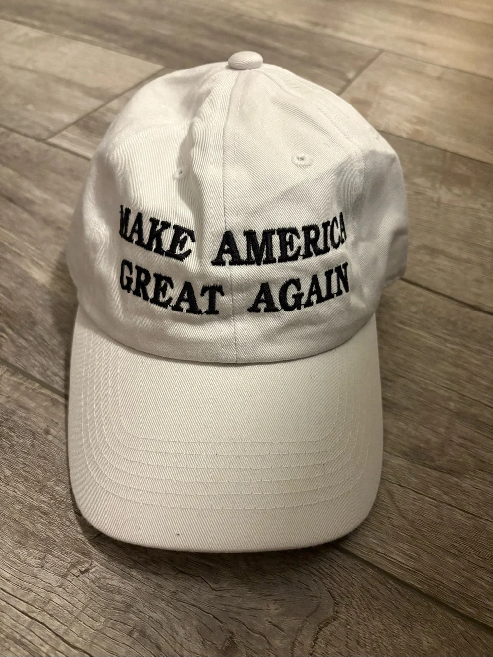 White Embroidered Slogan Baseball Cap